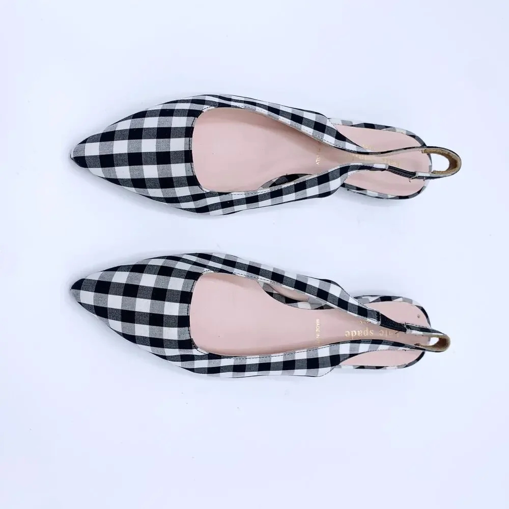 Kate Spade Monochrome Gingham Slingbacks